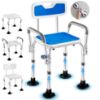 Picture of Gemaisil Shower Chair for Inside Shower with Armrests & Back, Upgraded Supports up to 350lbs Shower Seat with Padded and Grab Bar, Adjustable Height Shower Bench for Elderly Disabled