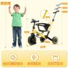 Picture of Gemaisil 5 in 1 Toddler Tricycle for 1-3 Years Olds, Toddler Balance Bike with Removable Pedal & Backrest, Parent Push Handle, Colorful Headlights and Kids Music, Birthday Gift for Boy Girl(Yellow)