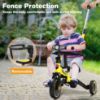 Picture of Gemaisil 5 in 1 Toddler Tricycle for 1-3 Years Olds, Toddler Balance Bike with Removable Pedal & Backrest, Parent Push Handle, Colorful Headlights and Kids Music, Birthday Gift for Boy Girl(Yellow)